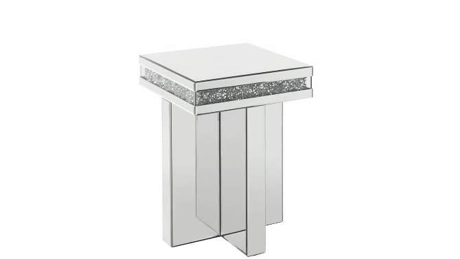 Noralie 16&#34; Cross Bead Mirrored Accent Table Faux Diamonds - Acme Furniture, 2 of 11, play video