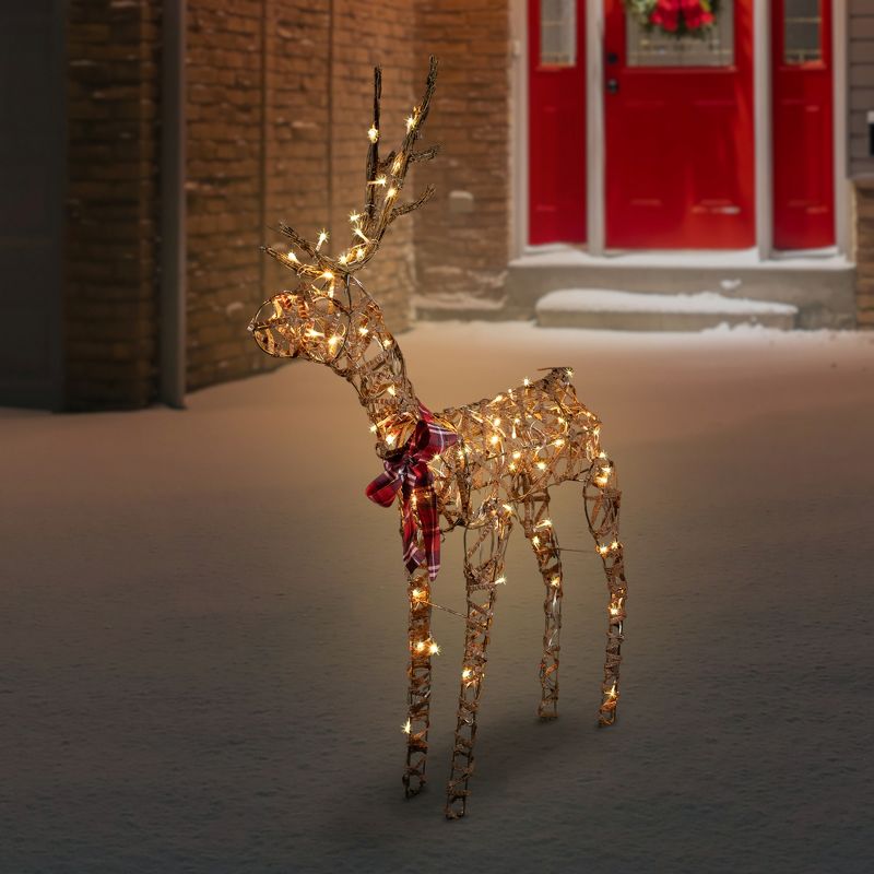 Northlight 47" LED Lighted Standing Rattan Reindeer Outdoor Christmas Decoration, 2 of 8