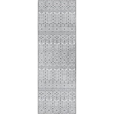 Vintage Geometric Striped Print Area Rug Runner Rug Washable Rug Stain Resistant Runner Rug with Non-Slip Backing Low Pile Floor Cover Taupe