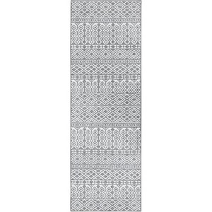 Vintage Geometric Striped Print Area Rug Runner Rug Washable Rug Stain Resistant Runner Rug with Non-Slip Backing Low Pile Floor Cover Taupe - 1 of 4