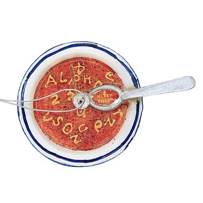 Holiday Ornament 1.5" Very Merry Alphabet Soup Christmas Lunch Bowl Spoon  -  Tree Ornaments