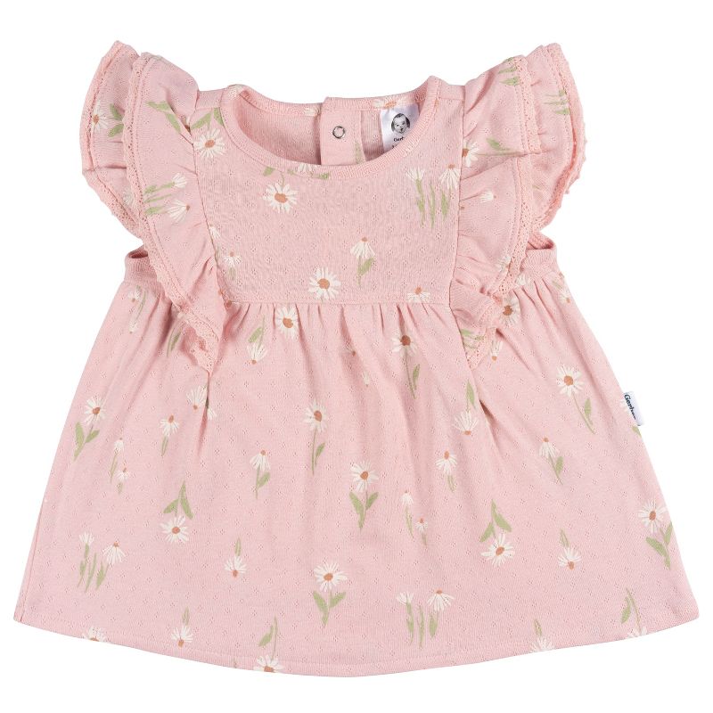 Gerber Baby Girls' Cotton Dress & Diaper Cover Set - 2-Piece, 4 of 8