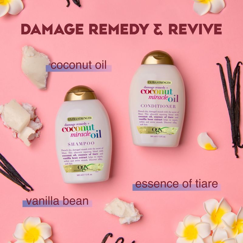 OGX Extra Strength Damage Remedy + Coconut Miracle Oil Shampoo for Dry, Frizzy or Coarse Hair, 2 of 12