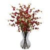 Nearly Natural Cherry Blossoms with Vase Arrangement, White - 3 of 4