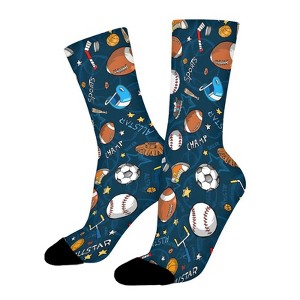 Sports Pattern Women Printed Crew Socks Funny Funky Socks Soft Polyester Novelty Gifts for Artists Men - 1 of 4
