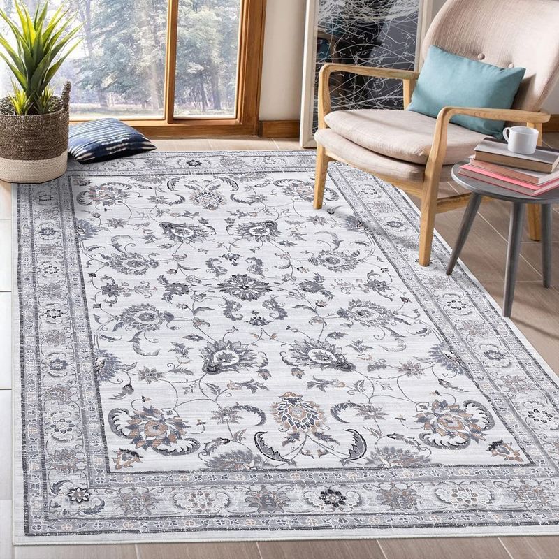 Boho Rustic Area Rugs for Living Room Washable Rug Floral Bedroom Decor Rug, 3 of 9
