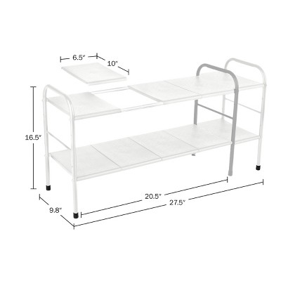 White Adjustable 2-Tier Under Sink Organizer with Removable Panels