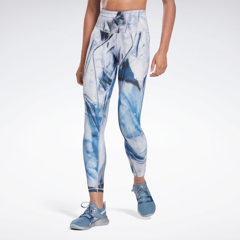 Reebok Lux Bold High-waisted Liquid Abyss Print Tights Womens Athletic ...