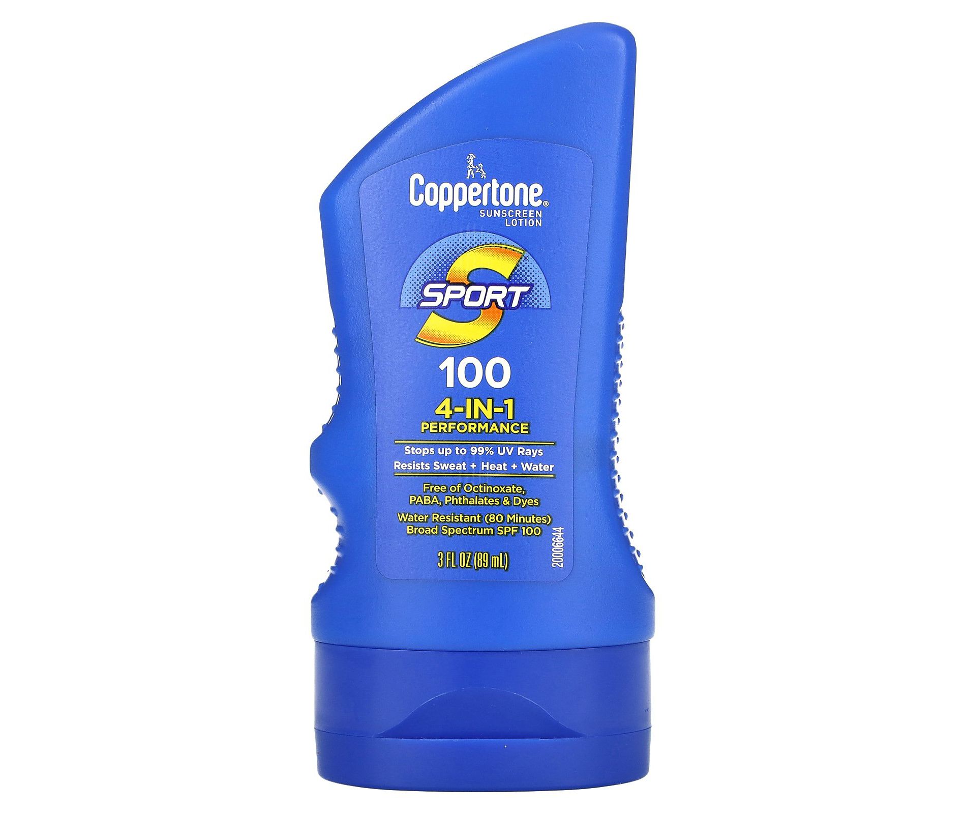 Coppertone SPORT Sunscreen SPF 100 Lotion, Water Resistant Sunscreen, Body Travel Size 3 Fl Oz