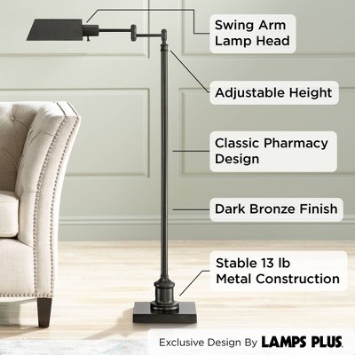 Elegant Adjustable Pharmacy Floor Lamp in Dark Bronze