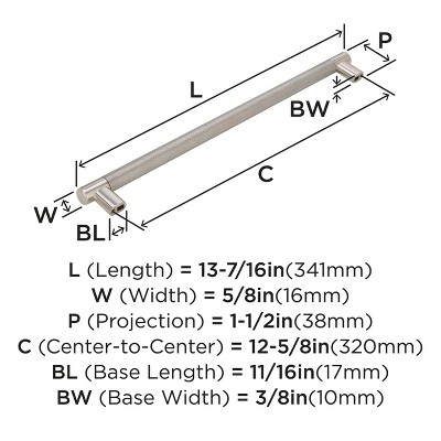 Polished Nickel Stainless Steel 12-5/8" Modern Cabinet Pull