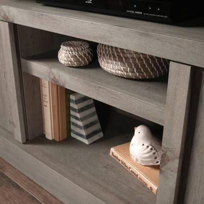 Mystic Oak TV Stand with Adjustable Shelves and Cabinet