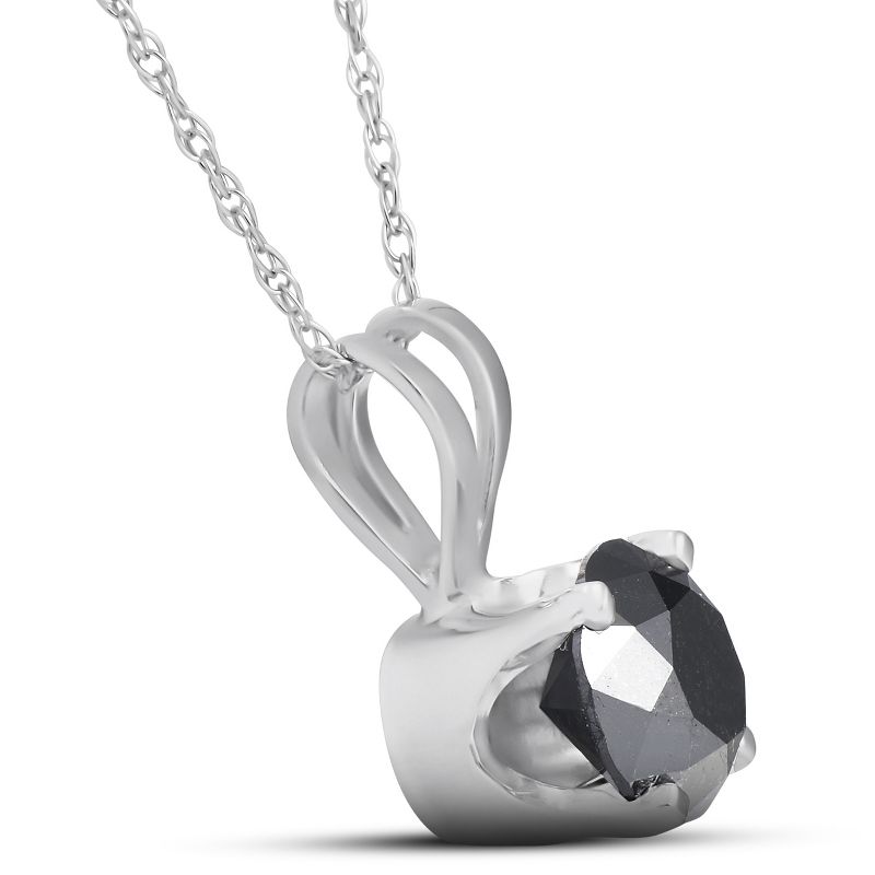 Pompeii3 1 CT Black Diamond Solitaire Pendant-Necklace in White Gold on an 18" Chain, 2 of 5