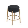 Alilang 20.00 inches Round Upholstered Accent Stool with Gold Metal Frame and Textured Seat-Black - 3 of 4