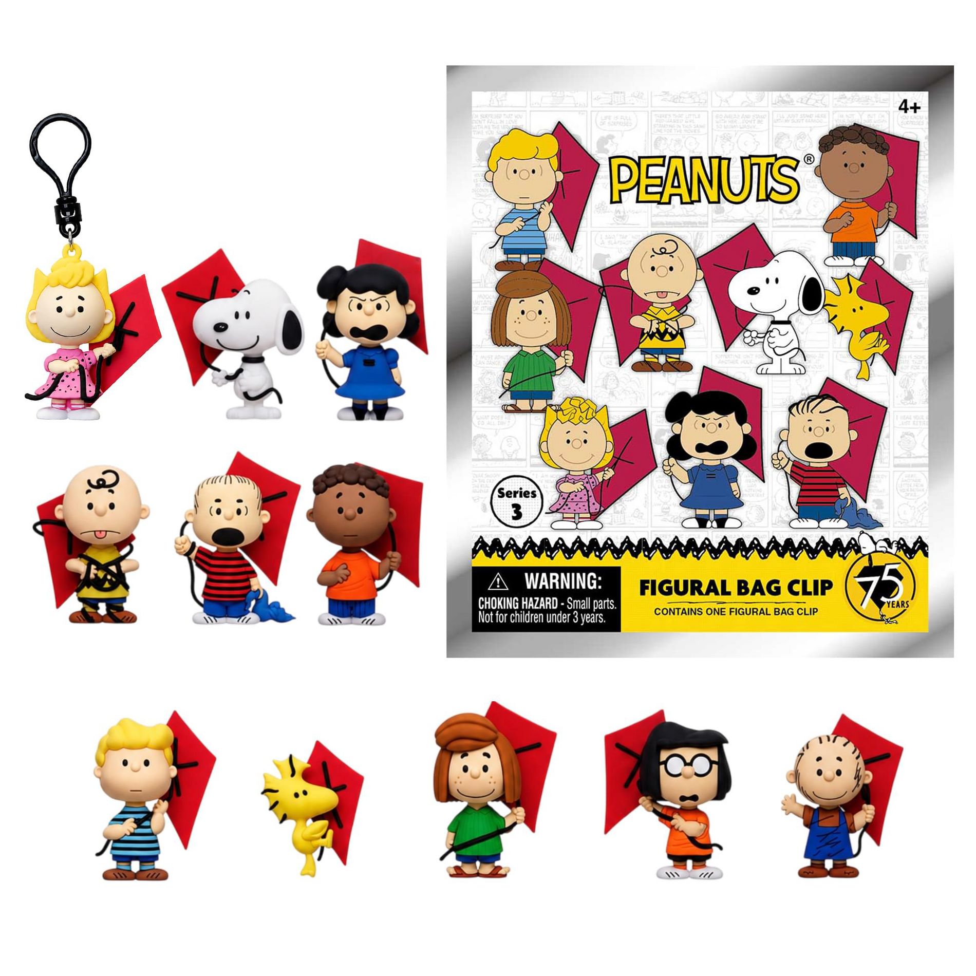 Monogram International Inc. Peanuts Series 3 Blind Bag 3D Foam Bag Clip | One Random