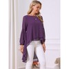 Seta T Women's Lantern Long Sleeve Round Neck High Low Irregular Hem Casual Blouse - 2 of 4