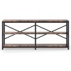 INFURNIC Decorative Bookshelf 70.9" Extra Long Console Table 3 Tier Industrial Storage Shelf Modern Design, Brown, 70.87"*11.81"*31.89" - 3 of 4