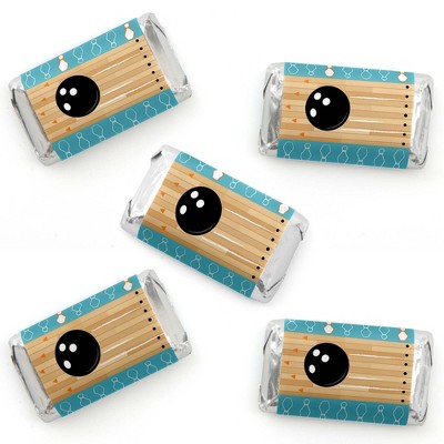 Big Dot of Happiness Strike Up the Fun - Bowling - Mini Candy Bar Wrapper Stickers - Birthday Party or Baby Shower Small Favors - 40 Count