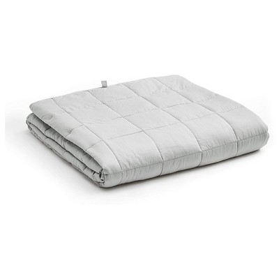 YnM Original Cotton 48 x 72 Inch 15 Pound 7 Layer Glass Bead Weighted Blanket for Therapeutic Stress Relief, Twin and Full Beds, Light Gray