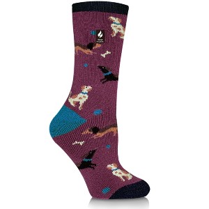 Women's LITE™ Fauna  Dogs Novelty Crew Sock | Size Women's 5-9 - Berry - 1 of 2