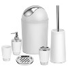 Angel Sar Bathroom Accessories Set 6 Pcs, Soap Dispenser Toothbrush Holder Tumbler Soap Dish Toilet Brush Trash Can - 2 of 4