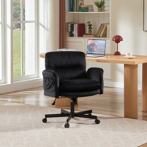 Bestier Criss Cross Chair with Armrests & Wheels, Ergonomic Cross Legged Office Chair Computer Task Chair, Desk Chair for Home Office & Vanity, Black - 1 of 4