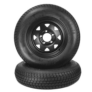 2-Pack Trailer Tire On Rim ST175/80D13 Trailer Tires and Wheels 5 Lug on 4.5 in PCD Trailer Tires with 13 in Rims Load Range C 6PR Black - 1 of 4