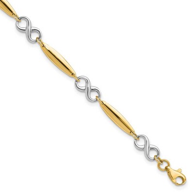 Black Bow Jewelry 14k Two Tone Gold 6mm Figure 8 and Bar Chain Link Bracelet, 7.75 Inch