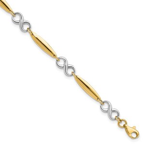 Black Bow Jewelry 14k Two Tone Gold 6mm Figure 8 and Bar Chain Link Bracelet, 7.75 Inch - 1 of 4