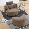 Fabric Modern Accent Round Swivel Chair with Moon Storage Ottoman, 4 Pillows and High-Density Foam Cushions - 3 of 4