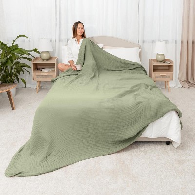 Sage Queen Muslin Cotton Throw Blanket