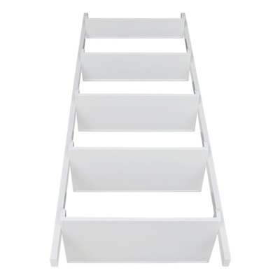 Contemporary White Solid Wood 5-Tier Leaning Ladder Shelf