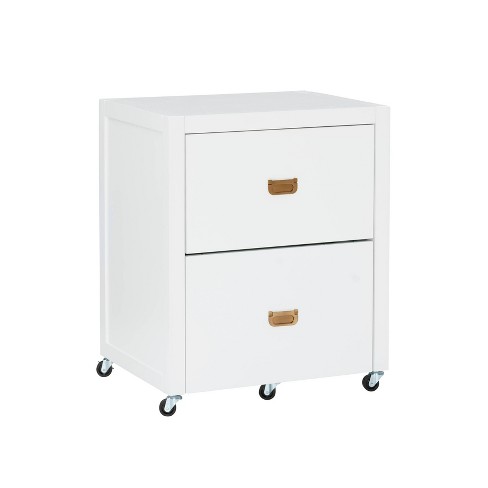 Lavish Home, White 2-Drawer File Cabinet with Lock, Small