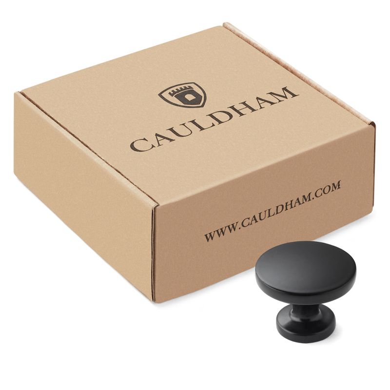 Cauldham Solid Round Kitchen Cabinet Knobs Pulls (1-1/8" Diameter) - Dresser Drawer/Door Hardware - Style R126 - Matte Black, 4 of 6