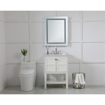 Silver Rectangular LED Vanity Bathroom Mirror with Smart Touch and Defogger