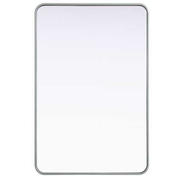 Elegant Lighting Contour Metal Rectangle Mirror 28x42 in Silver