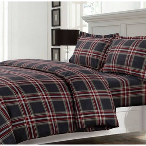 3pc Heavyweight Flannel Solid Oversized Duvet Set - Tribeca Living - 1 of 2