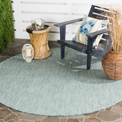 Courtyard 59'' Round Gray Synthetic Easy-Care Indoor/Outdoor Rug