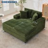 54" Oversized Chaise Lounge Chair, Upholstered Sleeper Sofa Bed with 4 Pillows & Cup Holder, Corduroy Comfy Sofa Couch for Living Room Bedroom, Green - 3 of 4