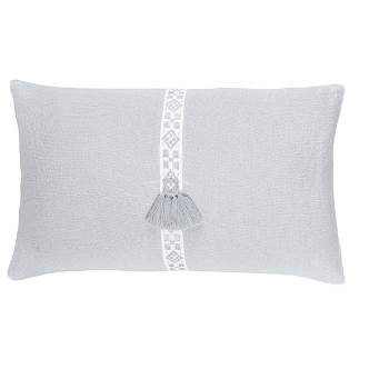 Light Grey Geo Trim Down Alternative 12x20 So Soft Linen Pillow - Anaya