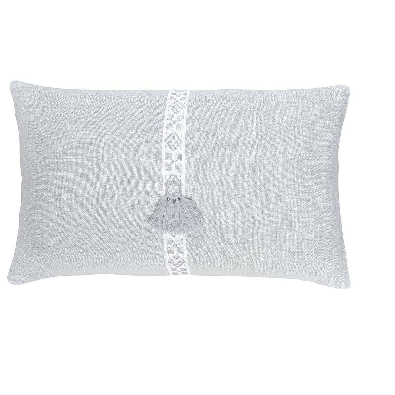 Light Grey Geo Trim Down Alternative 12x20 So Soft Linen Pillow - Anaya, 1 of 5