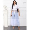 Women's Casual Mesh See Through Shirts Long Dresses with Belt V Neck Button Down Club Party Outfit - 2 of 4