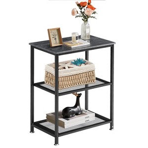 VECELO 3-Tier Industrial Versatile Side Nightstands Sofa Table with Large Storage for Living Room, Space Saving, End Table, Brown/Gray - 1 of 4