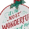 HomeRoots 18" X 14" White Green And Red Metal Christmas Ball Hanging Wall Decor - 4 of 4