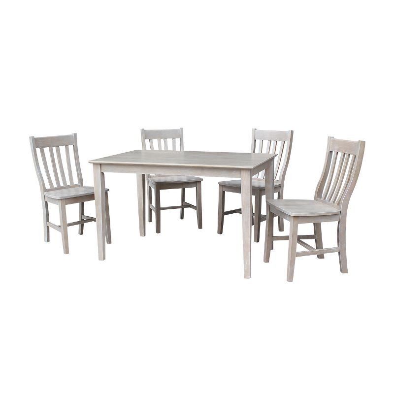 5pc Solid Wood 30&#34; X 48&#34; Dining Table and 4 Cafe Chairs Washed Gray Taupe - International Concepts, 1 of 11