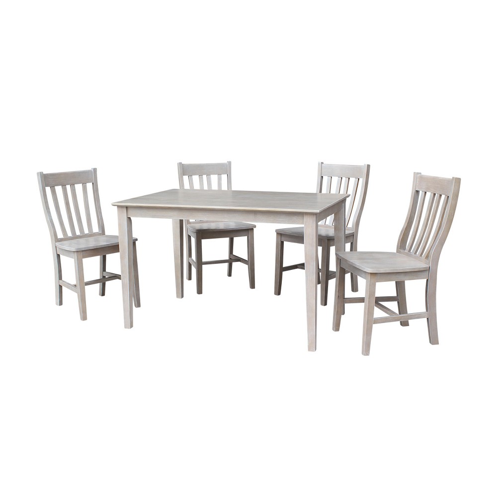 Photos - Dining Table 5pc Solid Wood 30" X 48"  and 4 Cafe Chairs Washed Gray Taupe