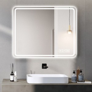 LED Bathroom Mirror,Makeup Mirror With Lights,Wall Mounted Anti-Fog Frameless Cosmetic Mirror With Light,Rounded Square Mirror -The Pop Home - 1 of 4