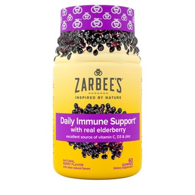 Zarbee's Daily Immune Support Gummies with Real Elderberry - Natural Berry Flavor - 60ct
