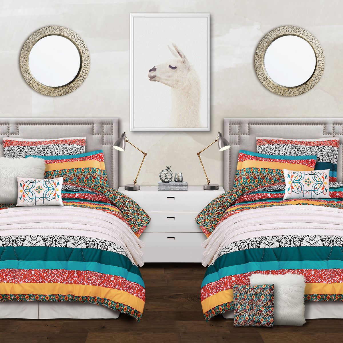 Lush Décor Boho Stripe Reversible Comforter Set