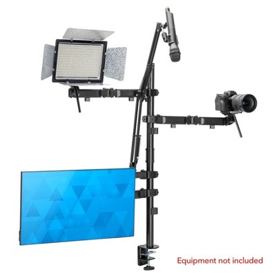 Black Steel Multi-Arm Desktop Streaming Mount with Mic Holder